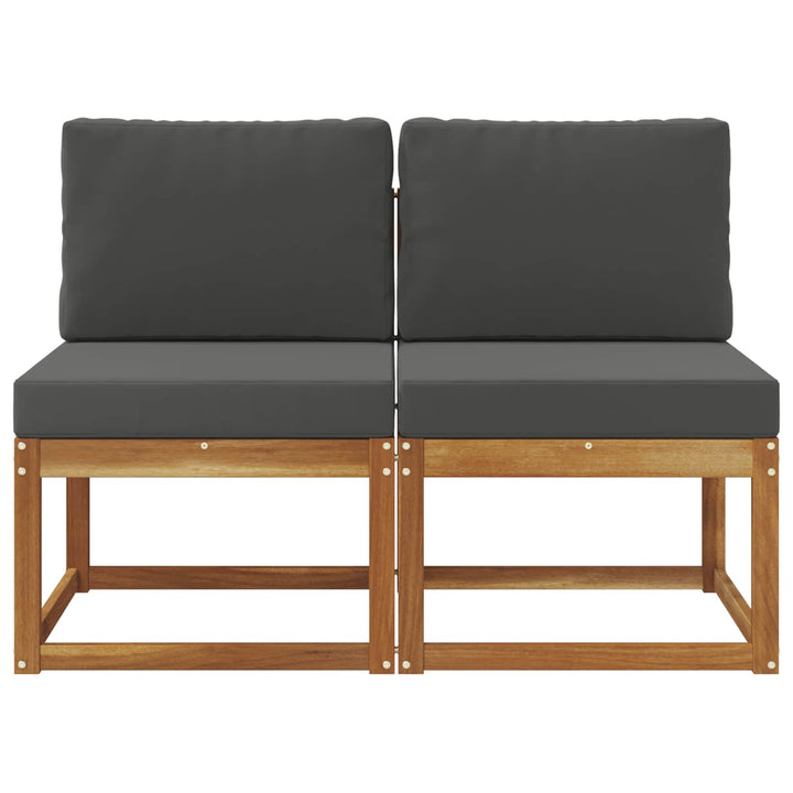 2 Stk Udendørs Mellem Sofa Massivt Akacietræ