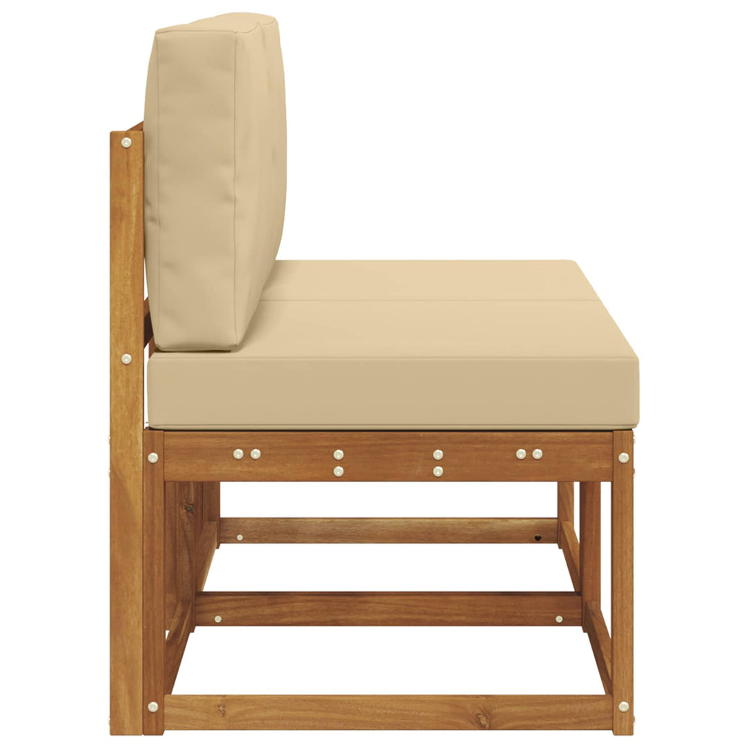 2 Stk Udendørs Mellem Sofa Massivt Akacietræ Naturfarvet