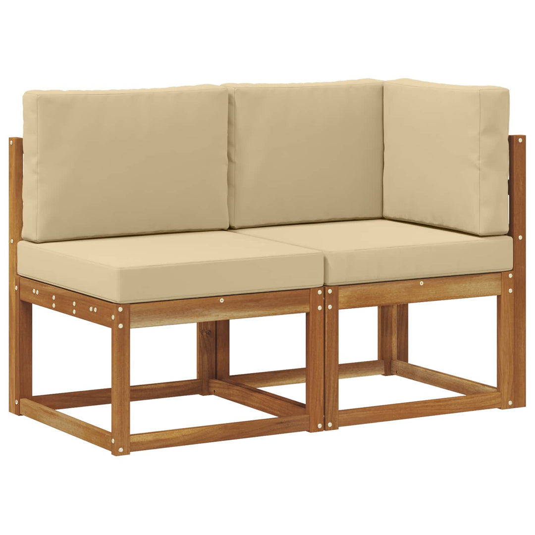 Udendørs midter- og hjørnesofa med pude 2 Stk Naturlig og Beige