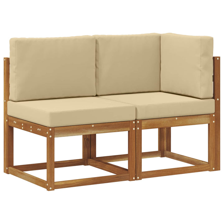 Udendørs midter- og hjørnesofa med pude 2 Stk Naturlig og Beige
