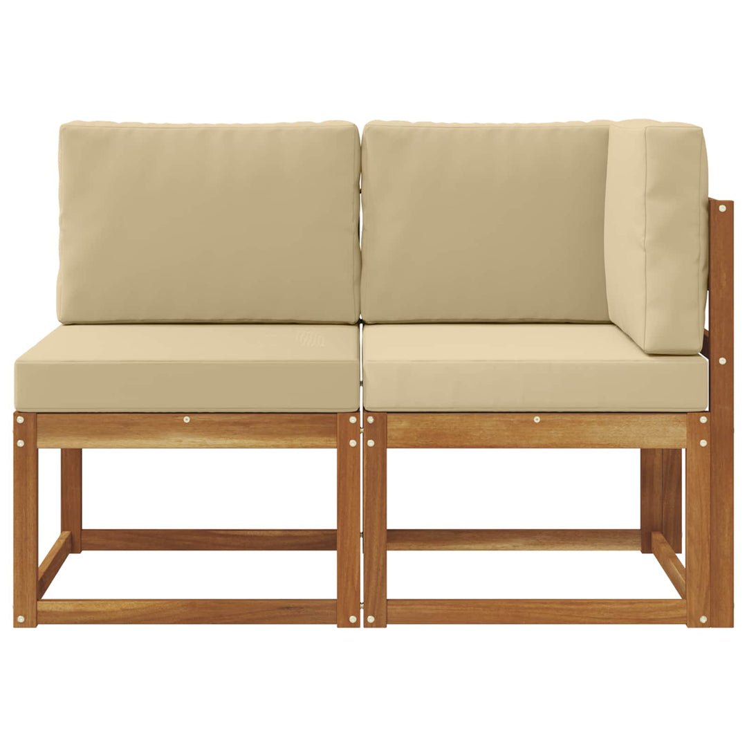 Udendørs midter- og hjørnesofa med pude 2 Stk Naturlig og Beige
