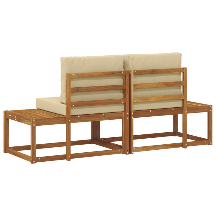 Udendørs Modulsofa 2 Stk Naturlig og Beige Massivt Akacietræ