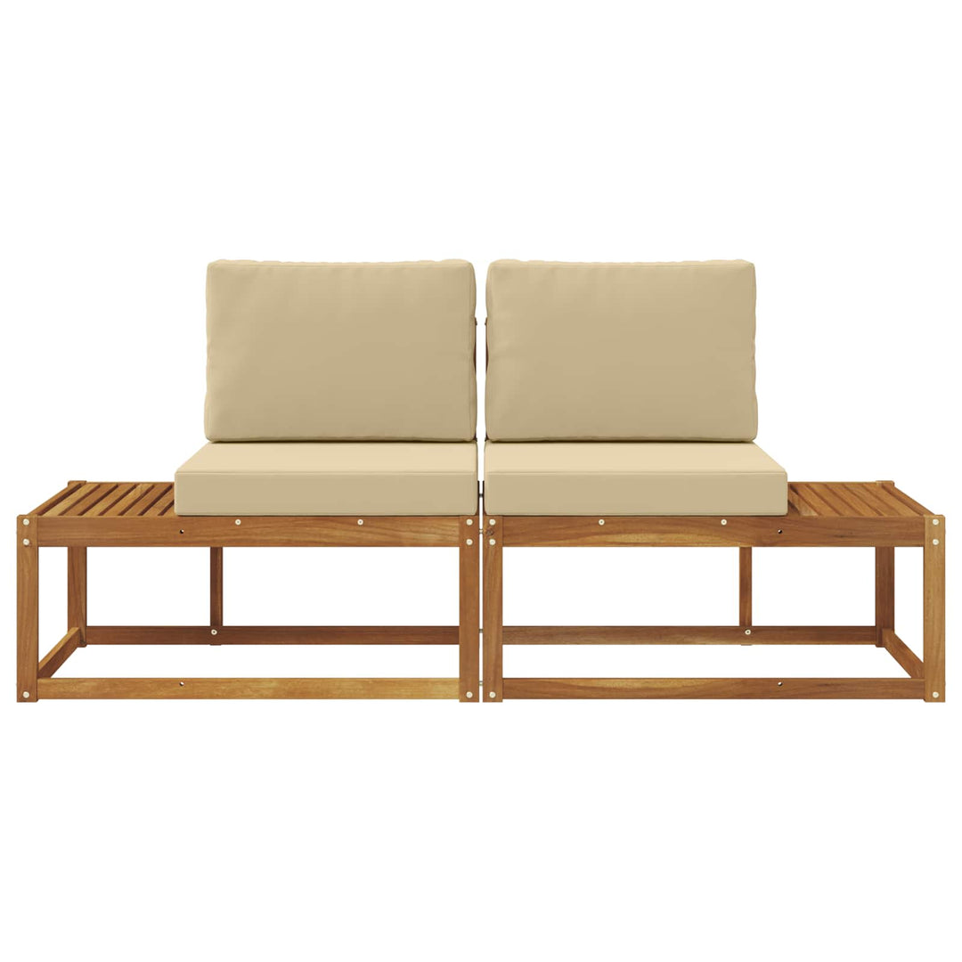 Udendørs Modulsofa 2 Stk Naturlig og Beige Massivt Akacietræ