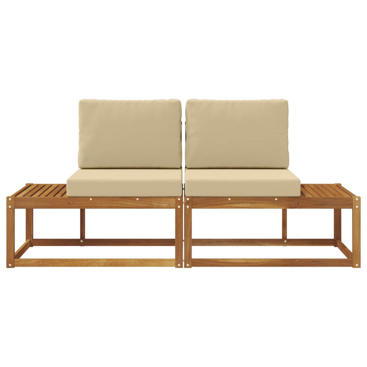 Udendørs Modulsofa 2 Stk Naturlig og Beige Massivt Akacietræ