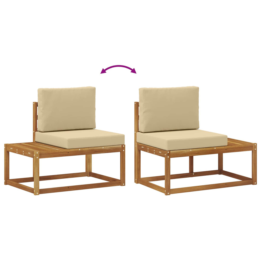 Udendørs Modulsofa 2 Stk Naturlig og Beige Massivt Akacietræ