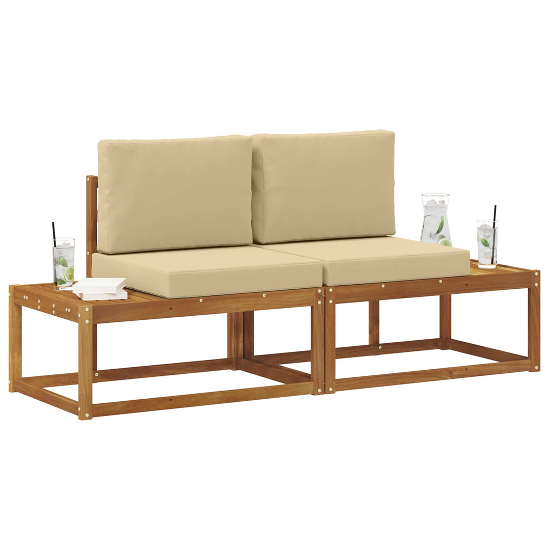Udendørs Modulsofa 2 Stk Naturlig og Beige Massivt Akacietræ