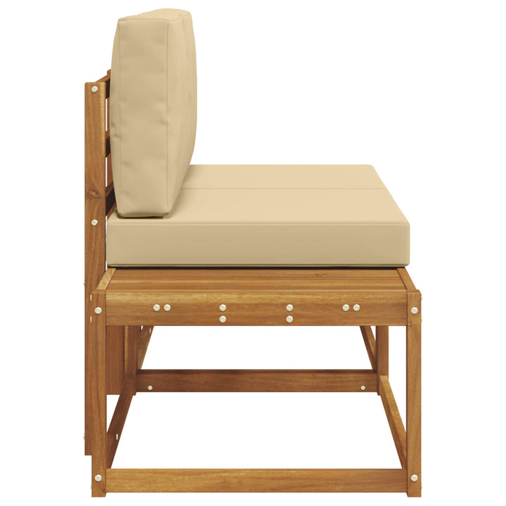 Udendørs Modulsofa 2 Stk Naturlig og Beige Massivt Akacietræ