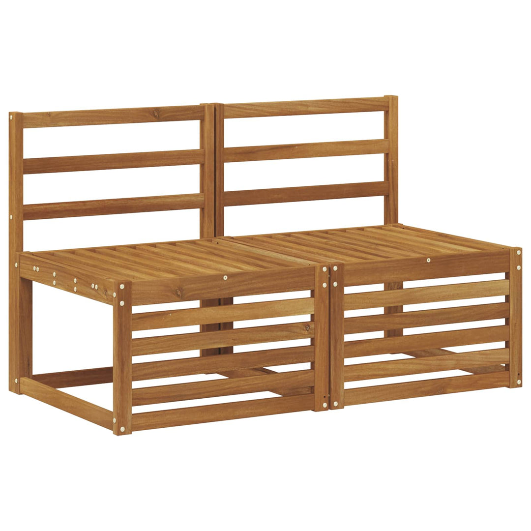 2 Stk Udendørs Mellem Sofa Massivt Akacietræ Naturfarvet