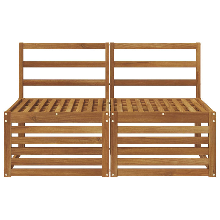 2 Stk Udendørs Mellem Sofa Massivt Akacietræ Naturfarvet