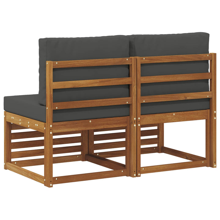 2 Stk Udendørs Mellem Sofa Massivt Akacietræ Naturfarvet