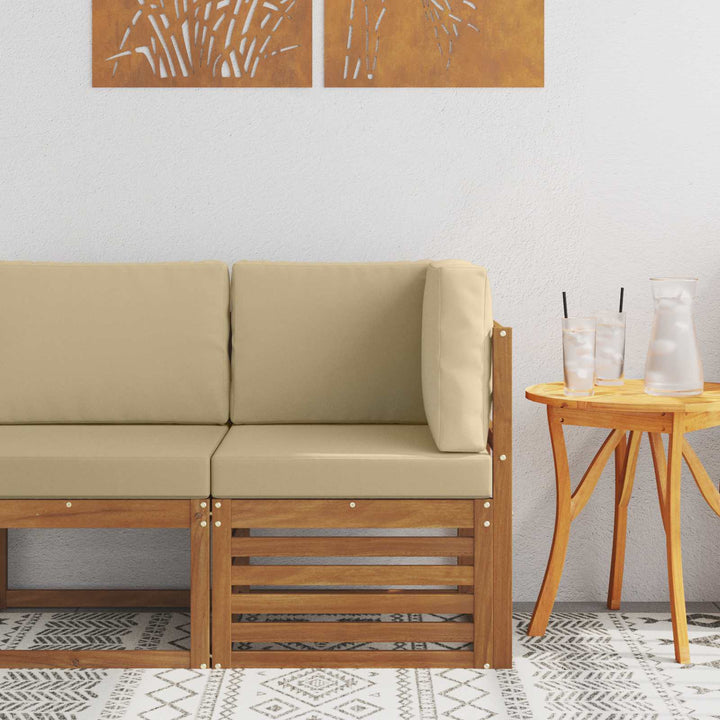 Udendørs Hjørnesofa Massivt Akacietræ Naturfarvet