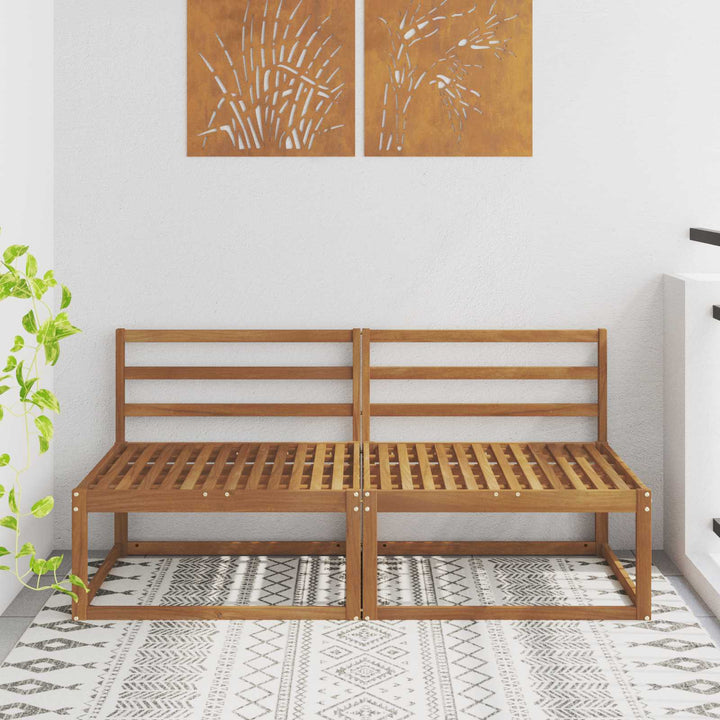 2 Stk Udendørs Mellem Sofa Naturfarvet 158 x 83 x 73 cm