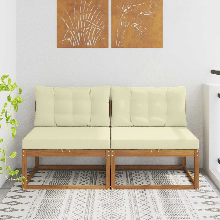 Udendørs Mellem Sofa med pude 2 Stk Naturfarvet