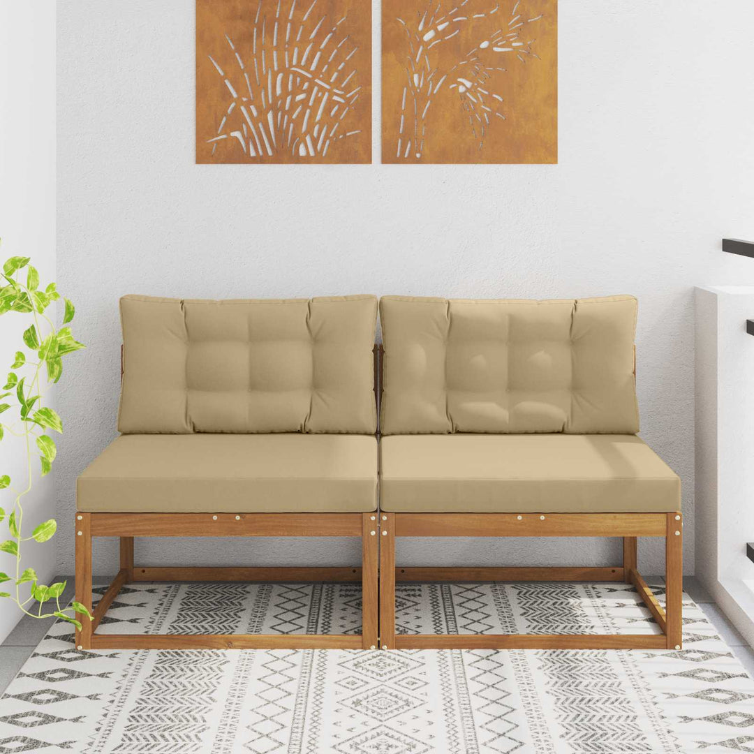Udendørs Mellem Sofa med pude 2 Stk Naturfarvet