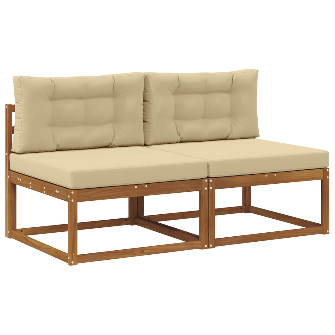 Udendørs Mellem Sofa med pude 2 Stk Naturfarvet