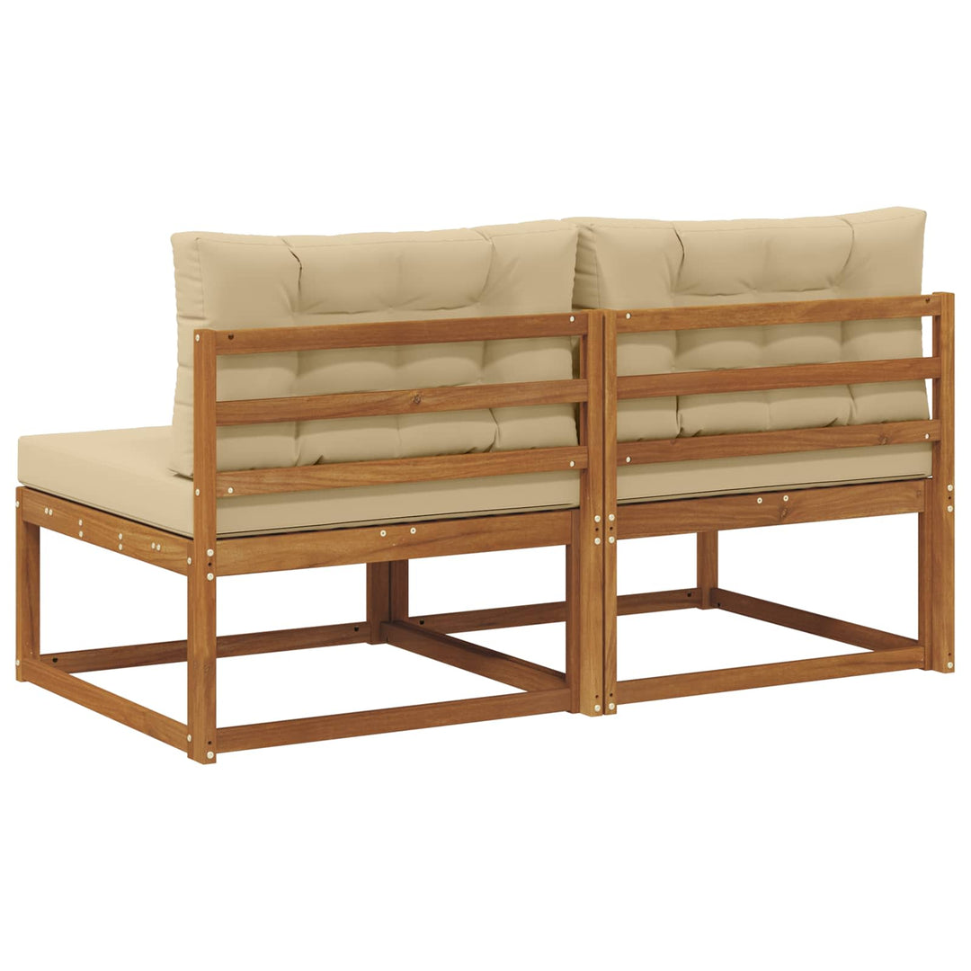Udendørs Mellem Sofa med pude 2 Stk Naturfarvet