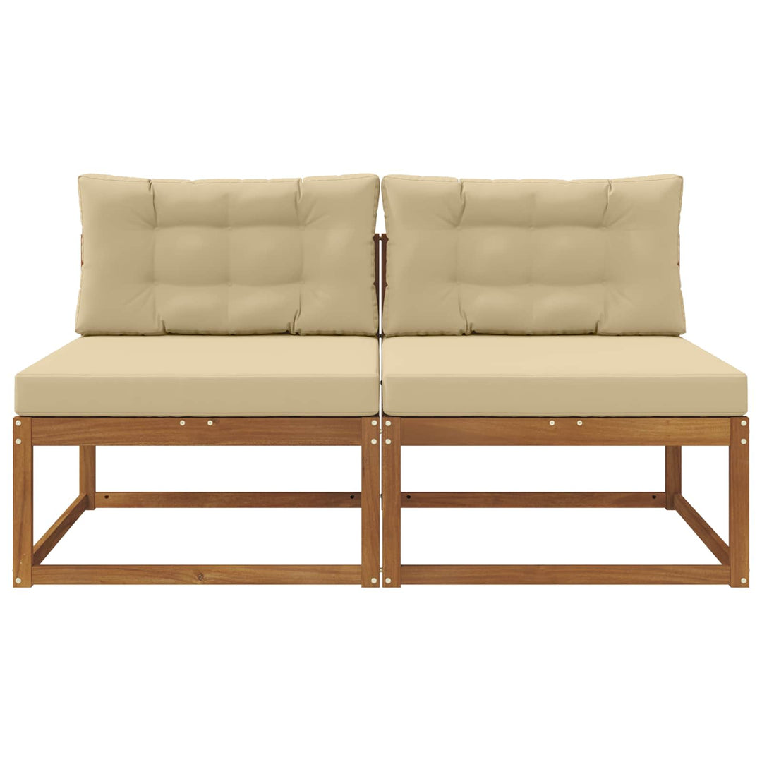 Udendørs Mellem Sofa med pude 2 Stk Naturfarvet