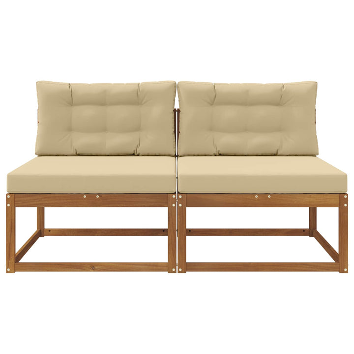 Udendørs Mellem Sofa med pude 2 Stk Naturfarvet