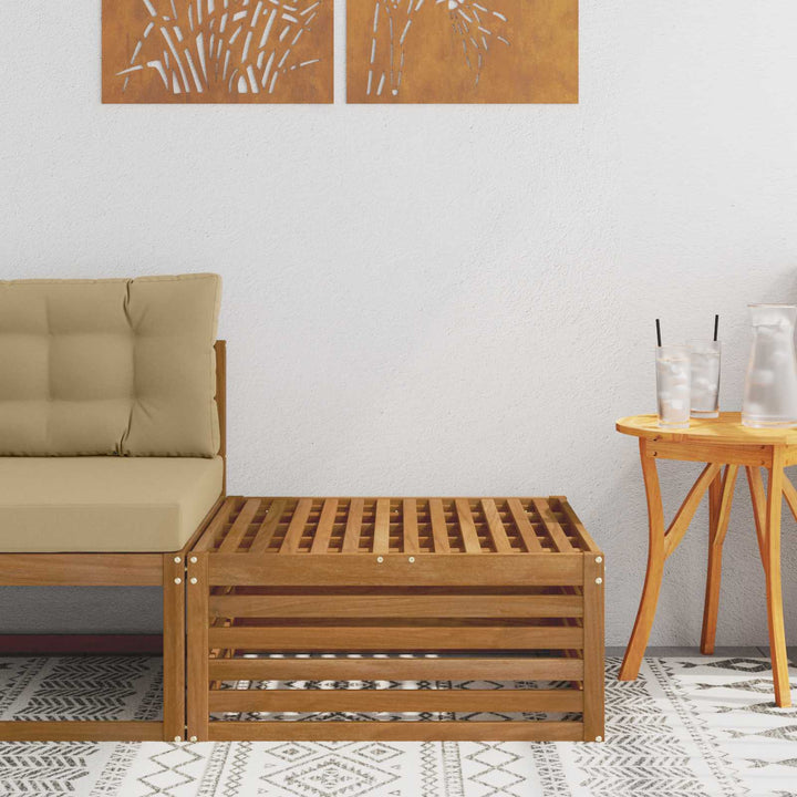 Udendørs puf Naturfarvet 79 x 79 x 37 cm Massivt Akacietræ