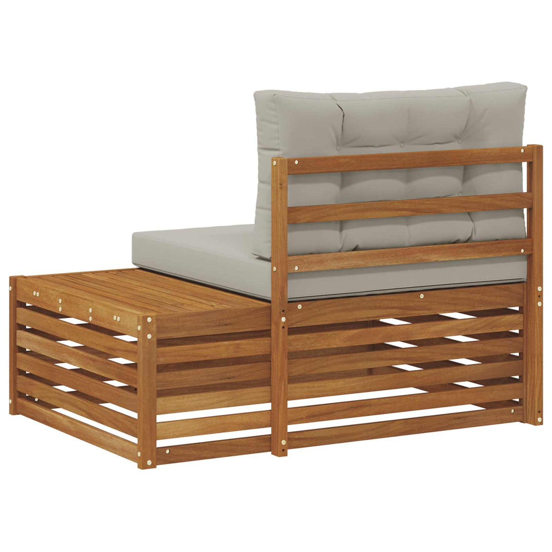 Udendørs end sofa 3 Stk Naturlig og Lys Grå 115 x 83 x 73 cm