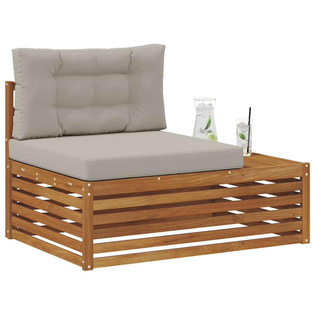 Udendørs end sofa 3 Stk Naturlig og Lys Grå 115 x 83 x 73 cm