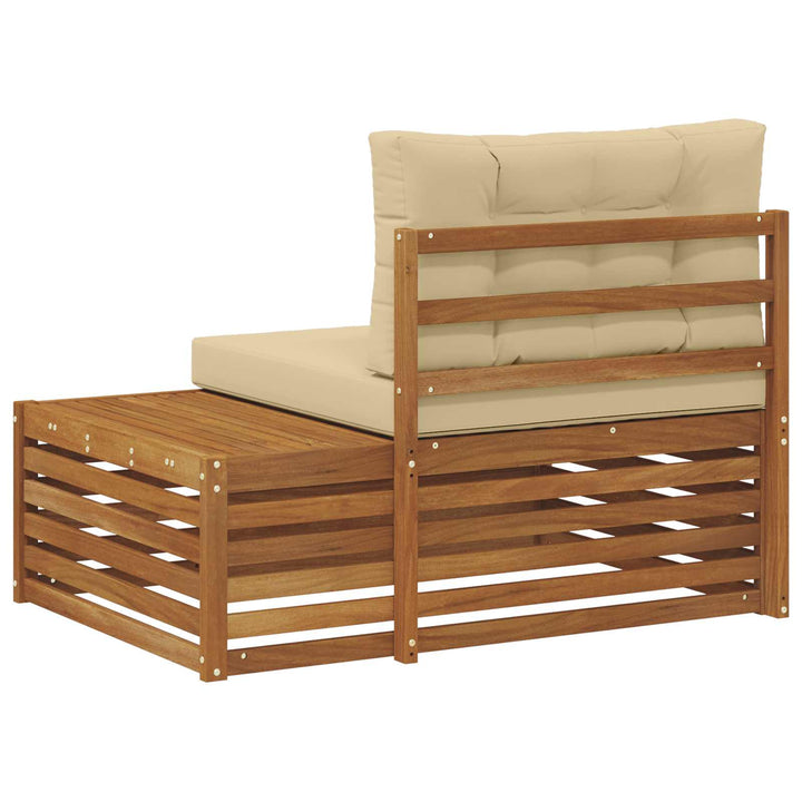 Udendørs end sofa 3 Stk Naturlig og Beige 115 x 83 x 73 cm
