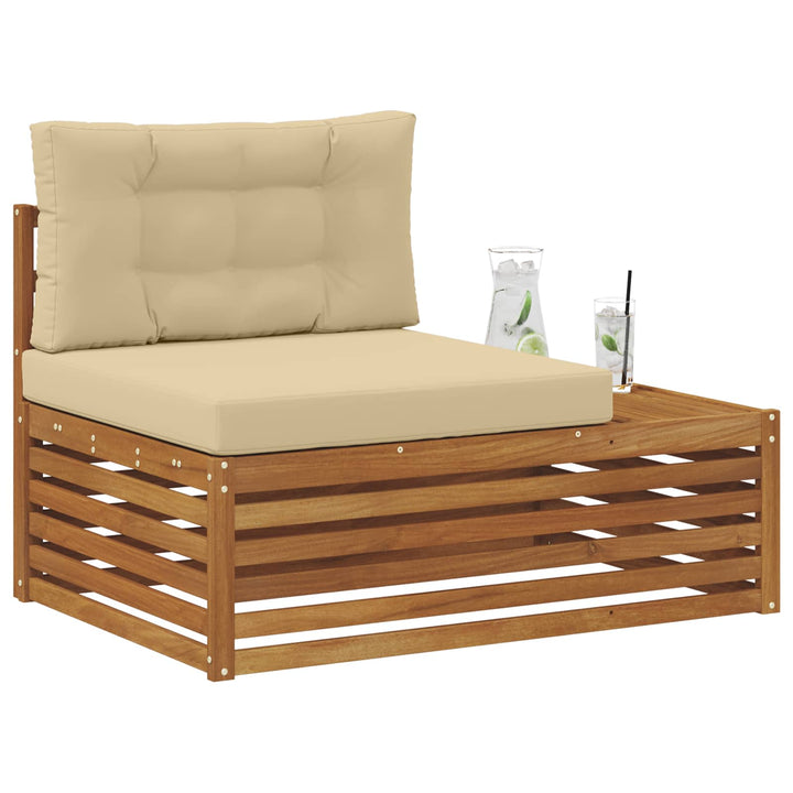 Udendørs end sofa 3 Stk Naturlig og Beige 115 x 83 x 73 cm