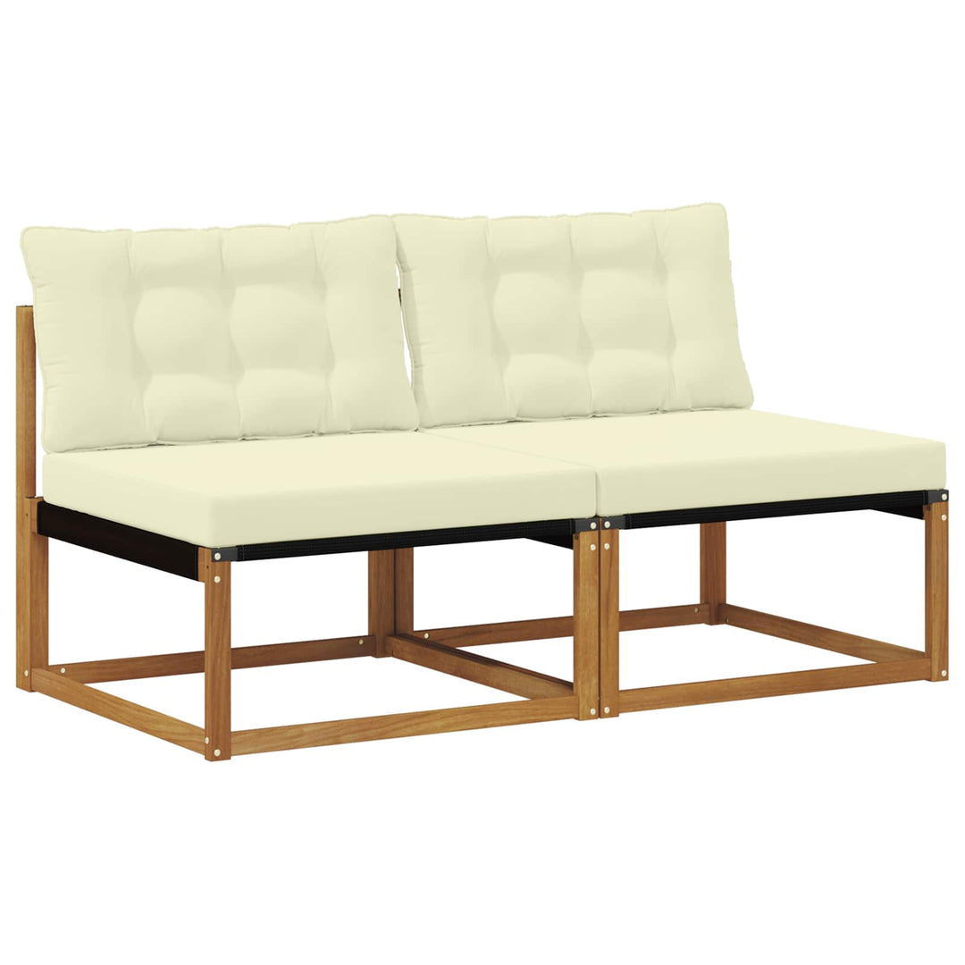 2 stk. Udendørs Mellem Sofa Massivt Akacietræ Naturfarvet