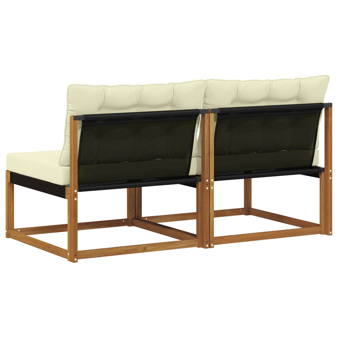 2 stk. Udendørs Mellem Sofa Massivt Akacietræ Naturfarvet