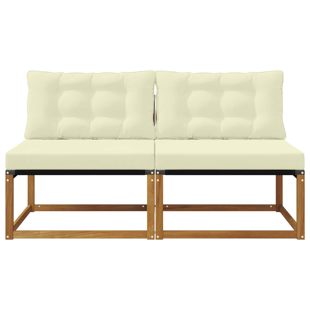 2 stk. Udendørs Mellem Sofa Massivt Akacietræ Naturfarvet