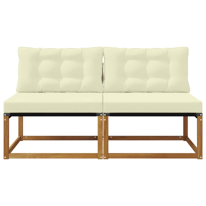 2 stk. Udendørs Mellem Sofa Massivt Akacietræ Naturfarvet