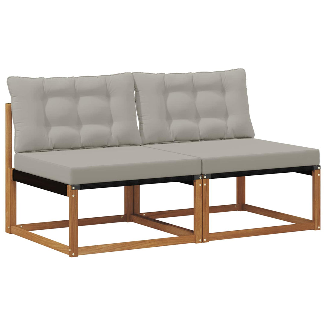 2 stk. Udendørs Mellem Sofa Massivt Akacietræ Naturfarvet