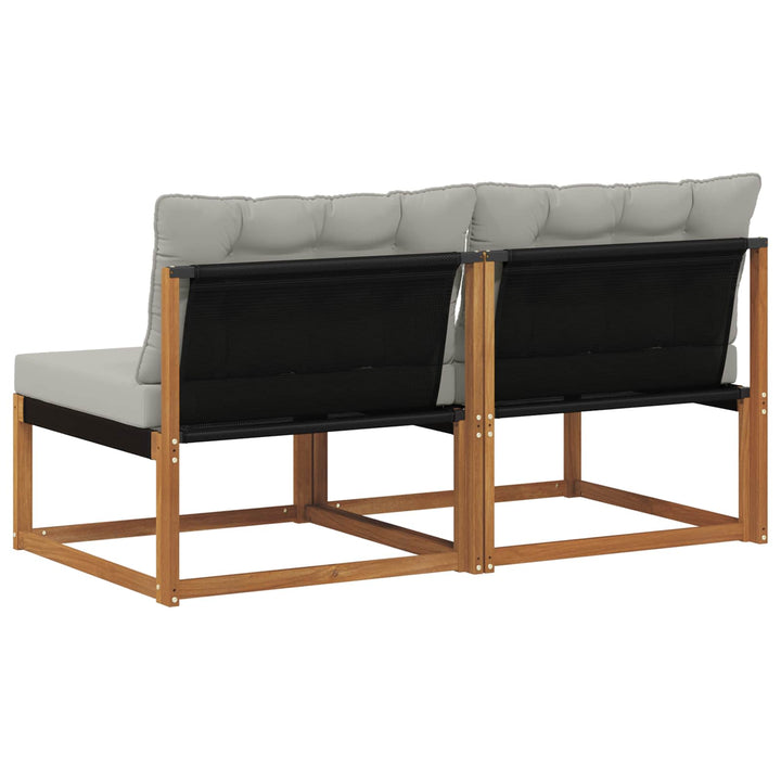 2 stk. Udendørs Mellem Sofa Massivt Akacietræ Naturfarvet
