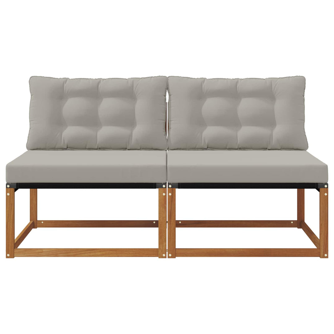 2 stk. Udendørs Mellem Sofa Massivt Akacietræ Naturfarvet