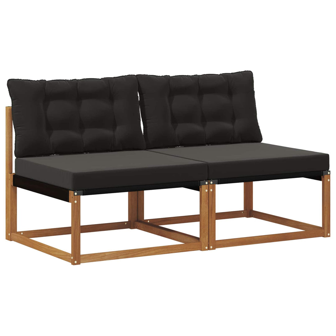 2 stk. Udendørs Mellem Sofa Massivt Akacietræ Naturfarvet