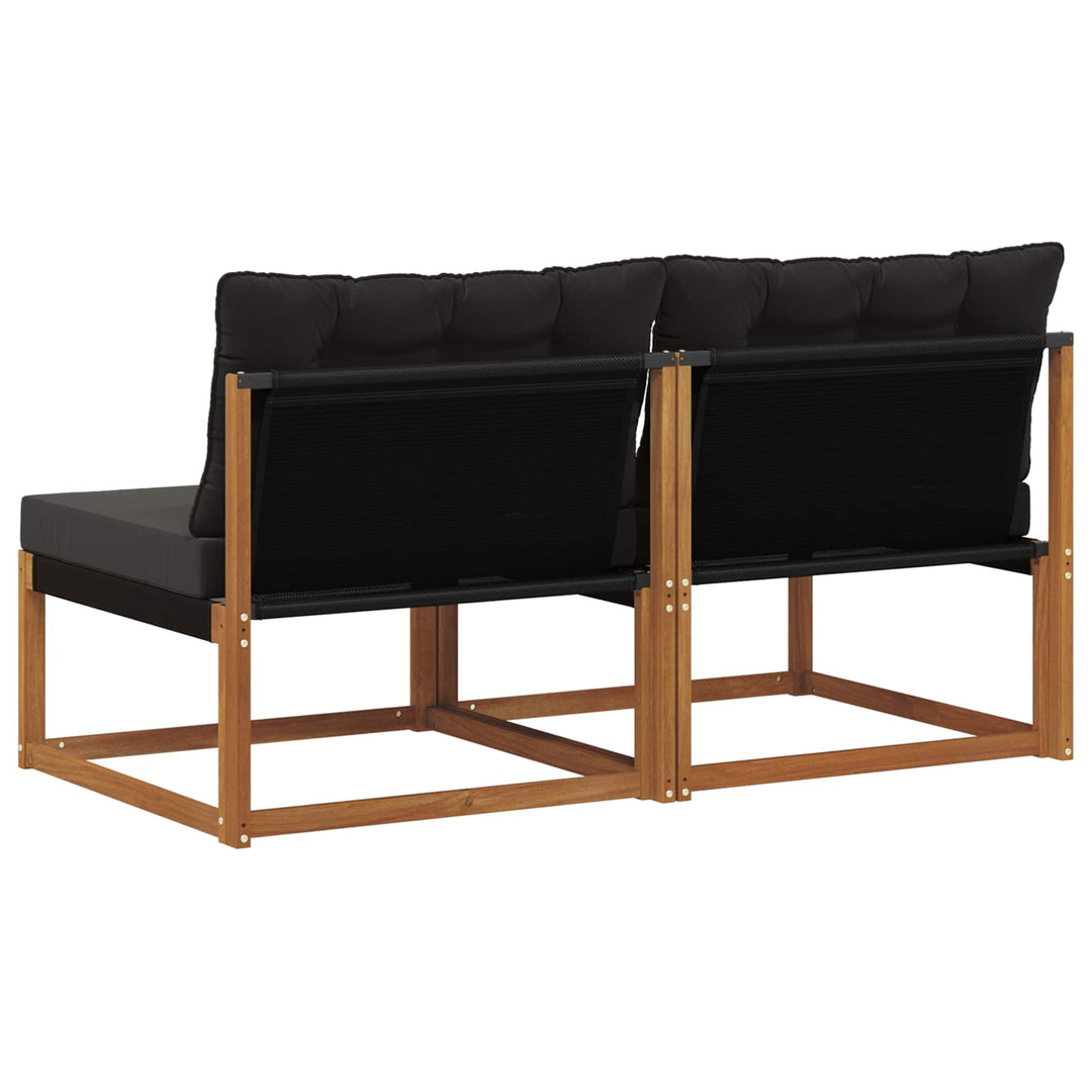 2 stk. Udendørs Mellem Sofa Massivt Akacietræ Naturfarvet