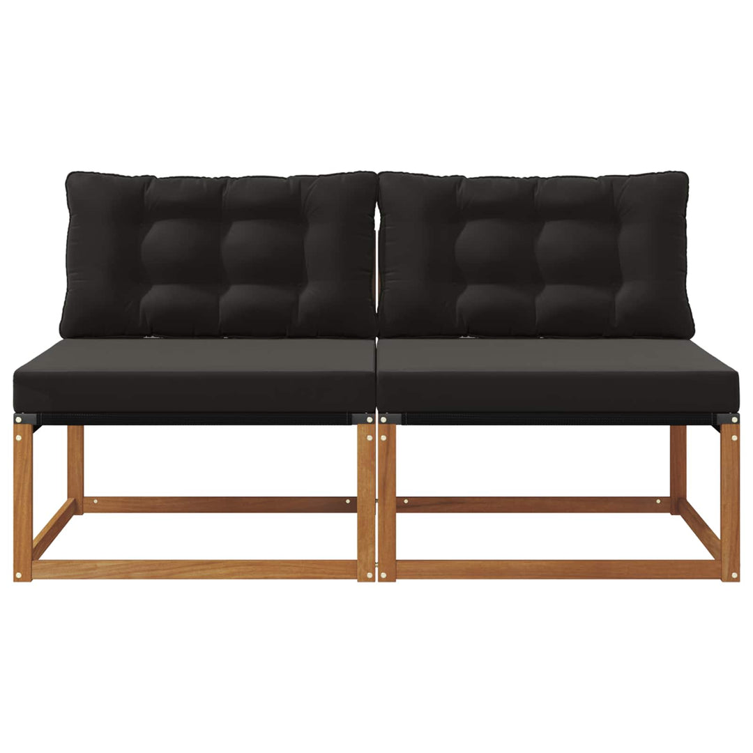 2 stk. Udendørs Mellem Sofa Massivt Akacietræ Naturfarvet