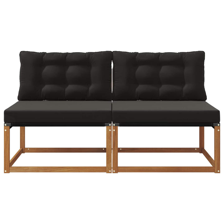 2 stk. Udendørs Mellem Sofa Massivt Akacietræ Naturfarvet