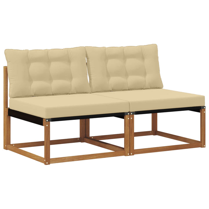 2 stk. Udendørs Mellem Sofa Massivt Akacietræ Naturfarvet