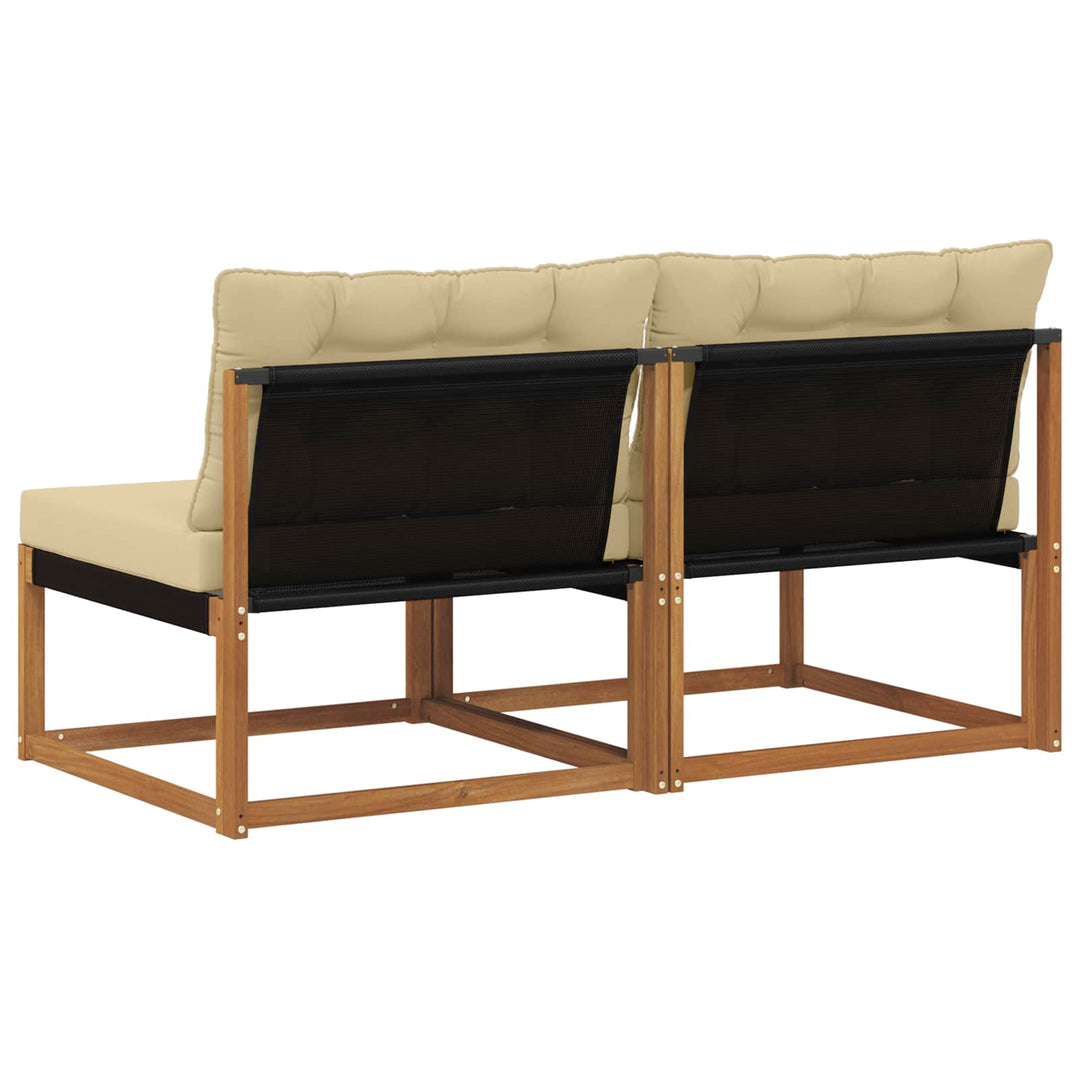 2 stk. Udendørs Mellem Sofa Massivt Akacietræ Naturfarvet