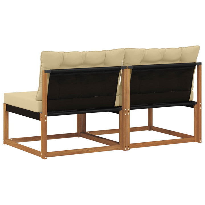 2 stk. Udendørs Mellem Sofa Massivt Akacietræ Naturfarvet