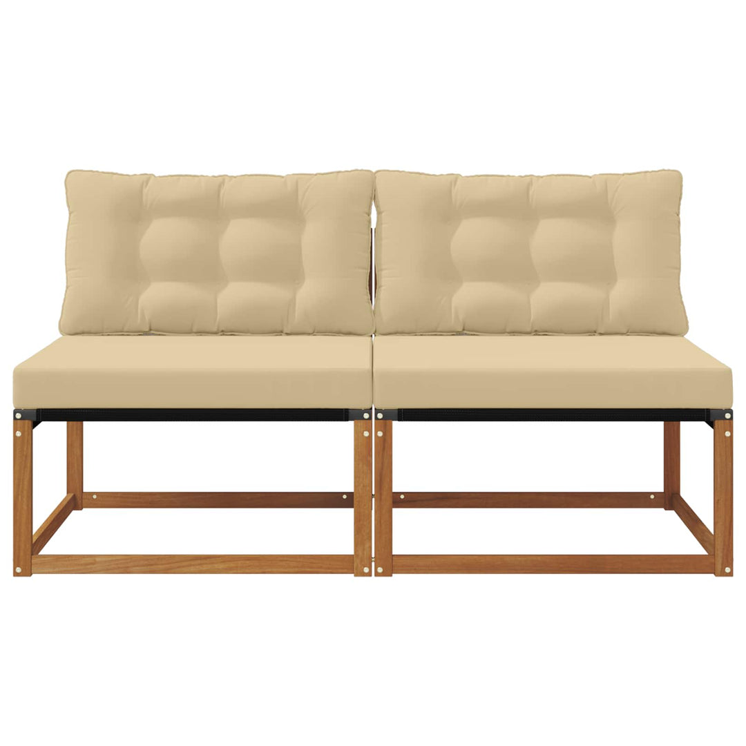2 stk. Udendørs Mellem Sofa Massivt Akacietræ Naturfarvet