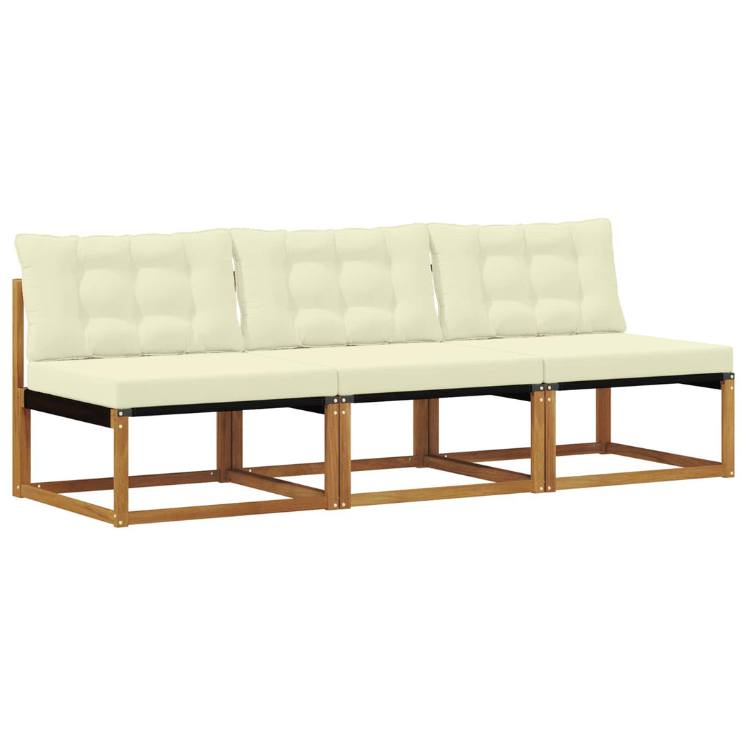 3 stk. Udendørs Mellem Sofa Massivt Akacietræ Naturfarvet
