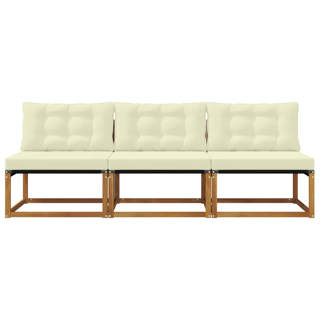 3 stk. Udendørs Mellem Sofa Massivt Akacietræ Naturfarvet