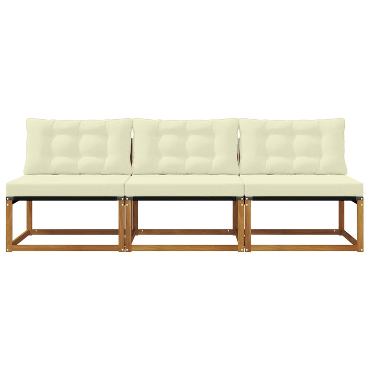 3 stk. Udendørs Mellem Sofa Massivt Akacietræ Naturfarvet