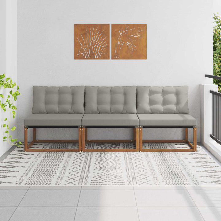 3 stk. Udendørs Mellem Sofa Massivt Akacietræ Naturfarvet
