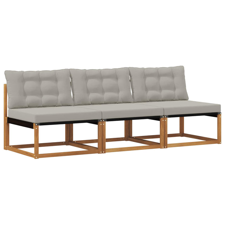 3 stk. Udendørs Mellem Sofa Massivt Akacietræ Naturfarvet