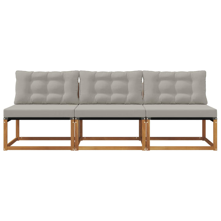 3 stk. Udendørs Mellem Sofa Massivt Akacietræ Naturfarvet