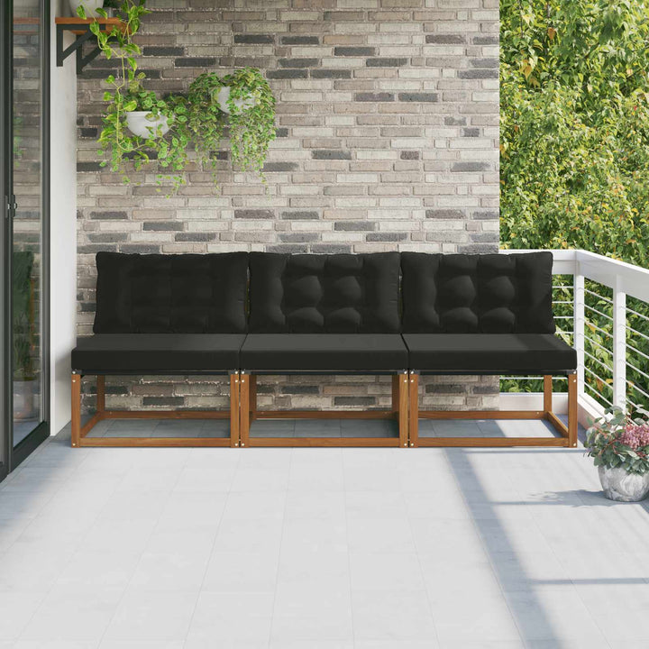 3 stk. Udendørs Mellem Sofa Massivt Akacietræ Naturfarvet