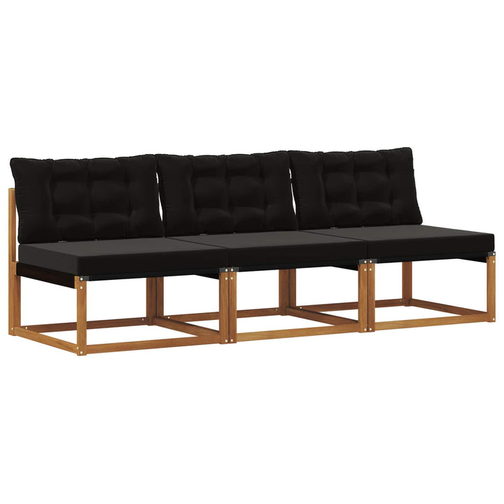 3 stk. Udendørs Mellem Sofa Massivt Akacietræ Naturfarvet
